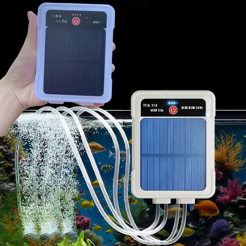 Solar Pond Aerator Oxygen Pump - Oplaadbare zuurstofpomp voor aquariums, met dubbele