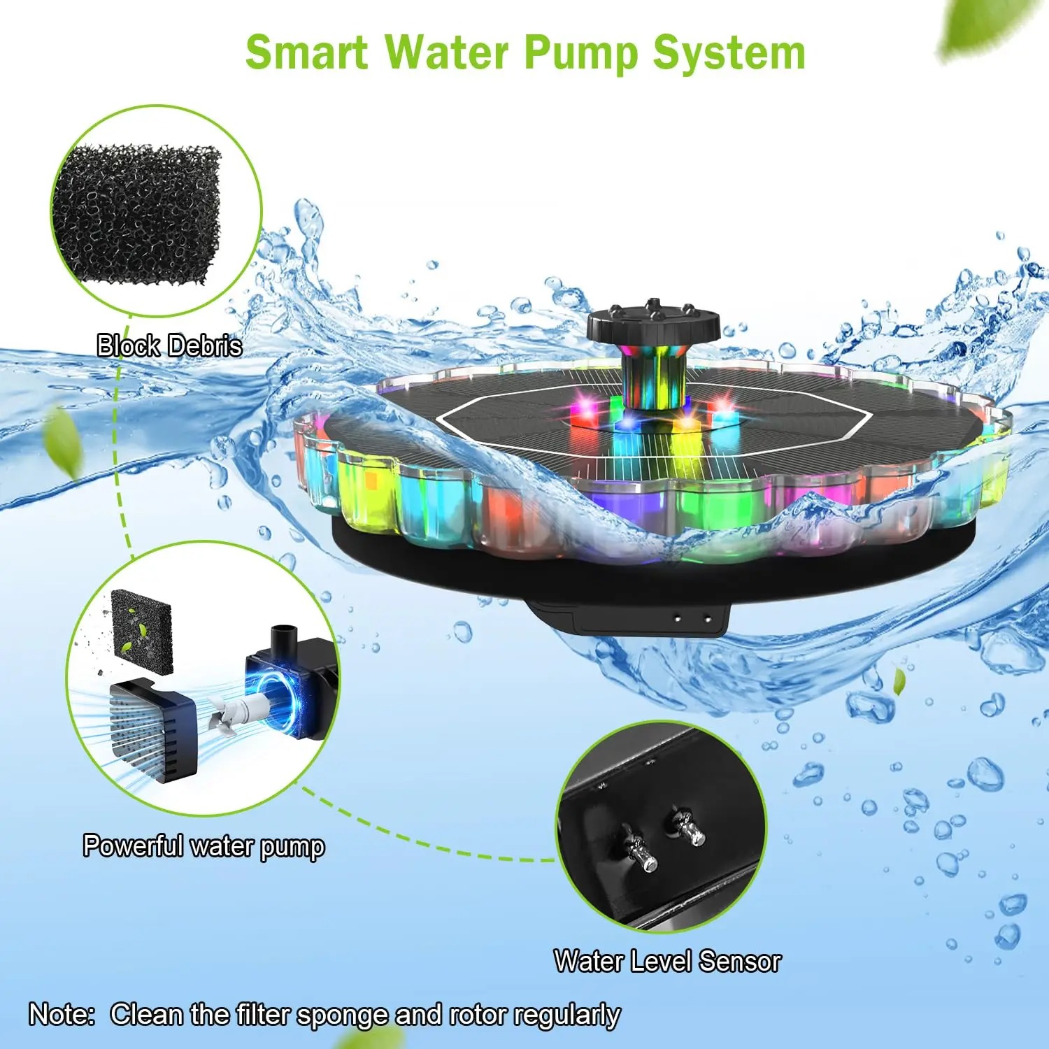 Zonne-waterfontein, drijvende  - Floating Solar Fountain Water Pump recensie en prijs